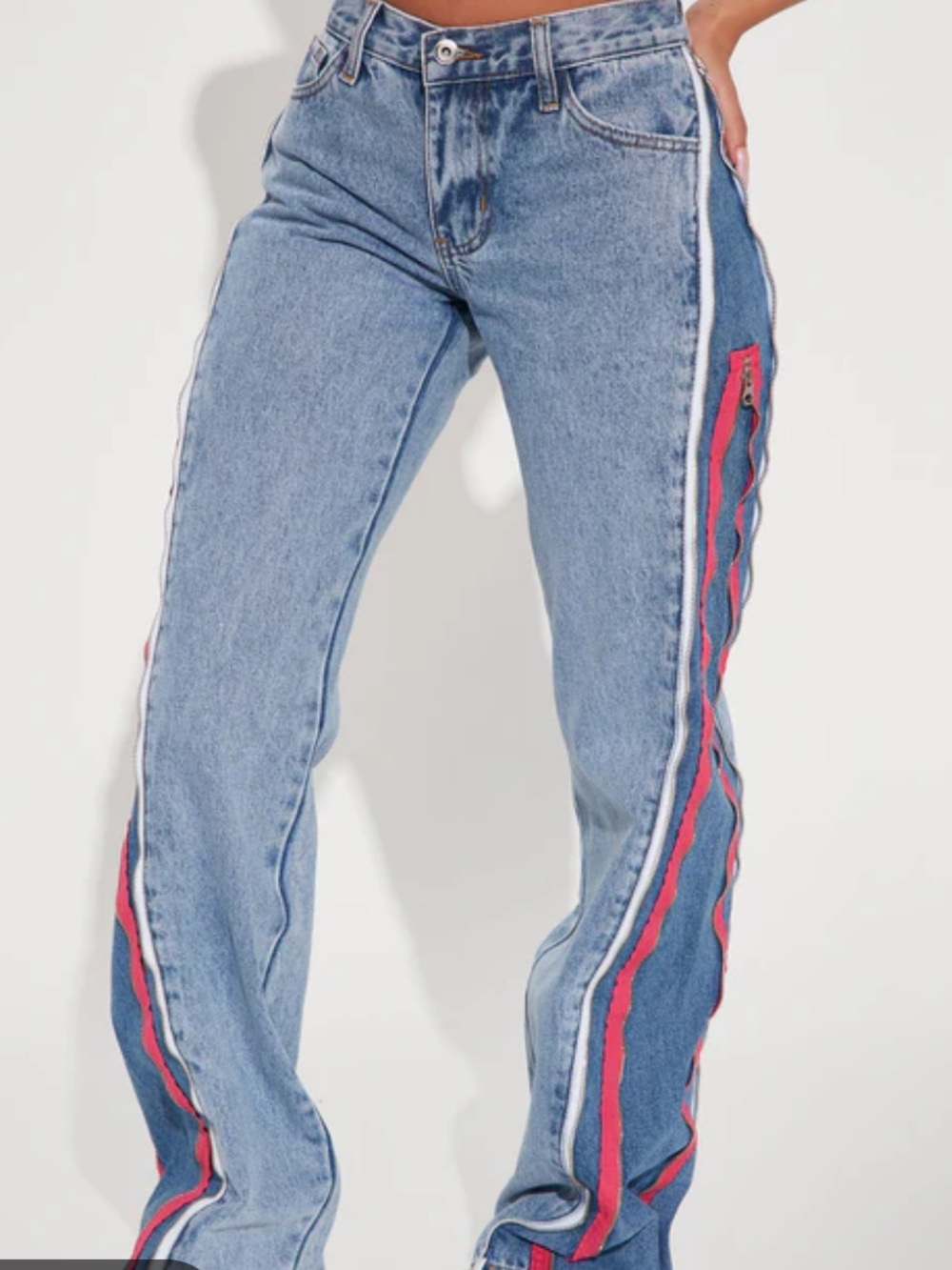 Fashion nova just zip it cool zipper pants jeans pink trendy size 7/28